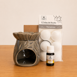 COMBO HORNILLO GIRASOL + ACEITE AROMÁTICO + VELAS
