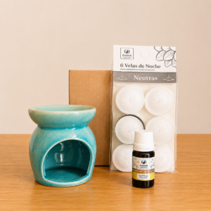 COMBO HORNILLO LIBÉLULA + ACEITE AROMÁTICO + VELAS