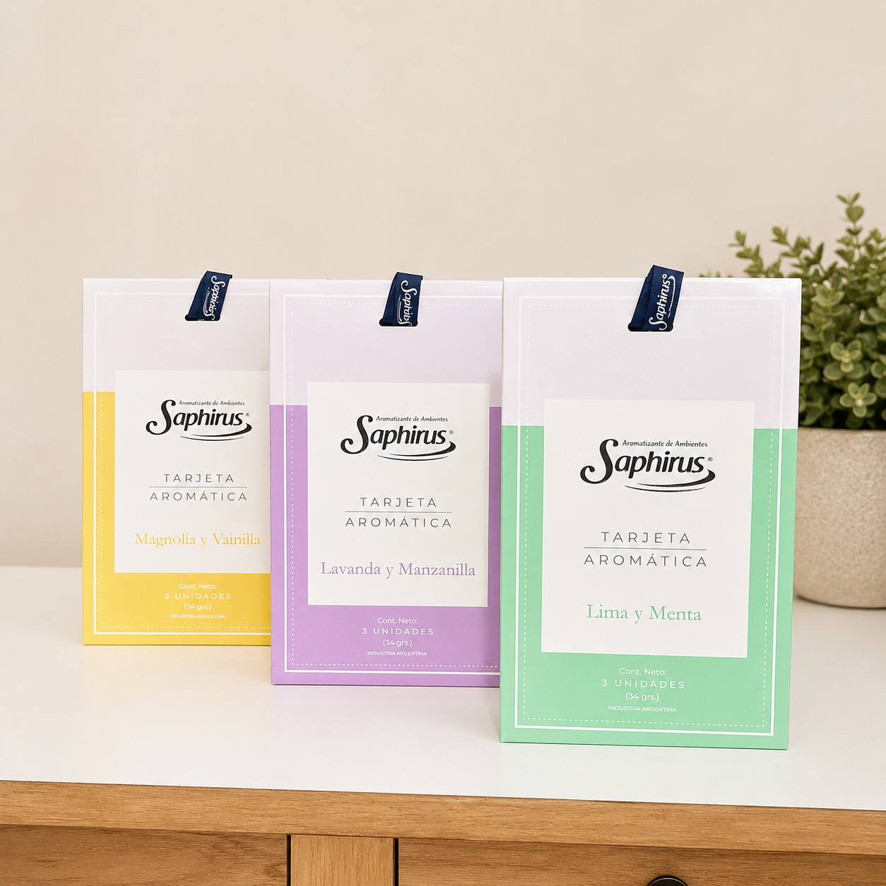TARJETAS AROMATICAS SAPHIRUS PACK X 3