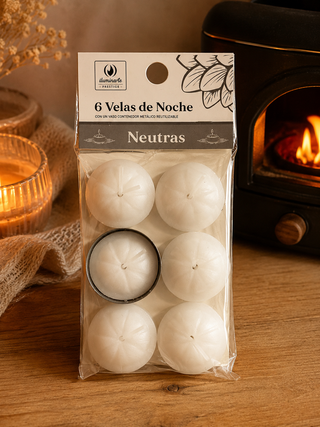 VELAS DE NOCHE x 6 BLANCAS NEUTRAS